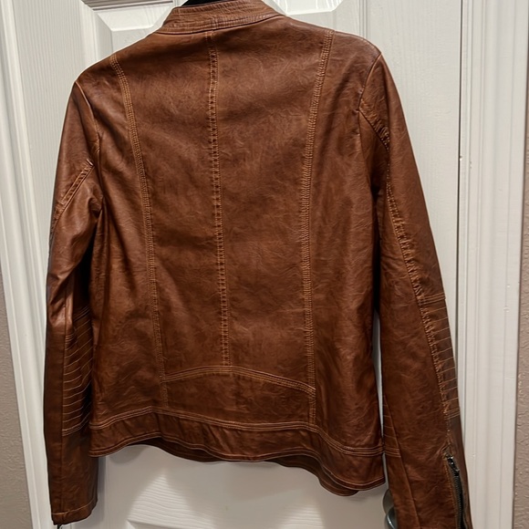 Jou Jou Vegan Leather Tobacco/Brown Light-Weight Jacket Size Large - Picture 8 of 13